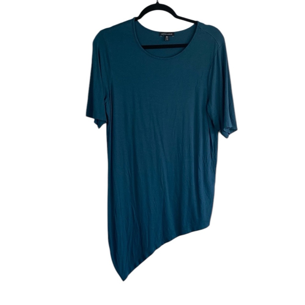 Universal Standard teal asymmetric hem tee